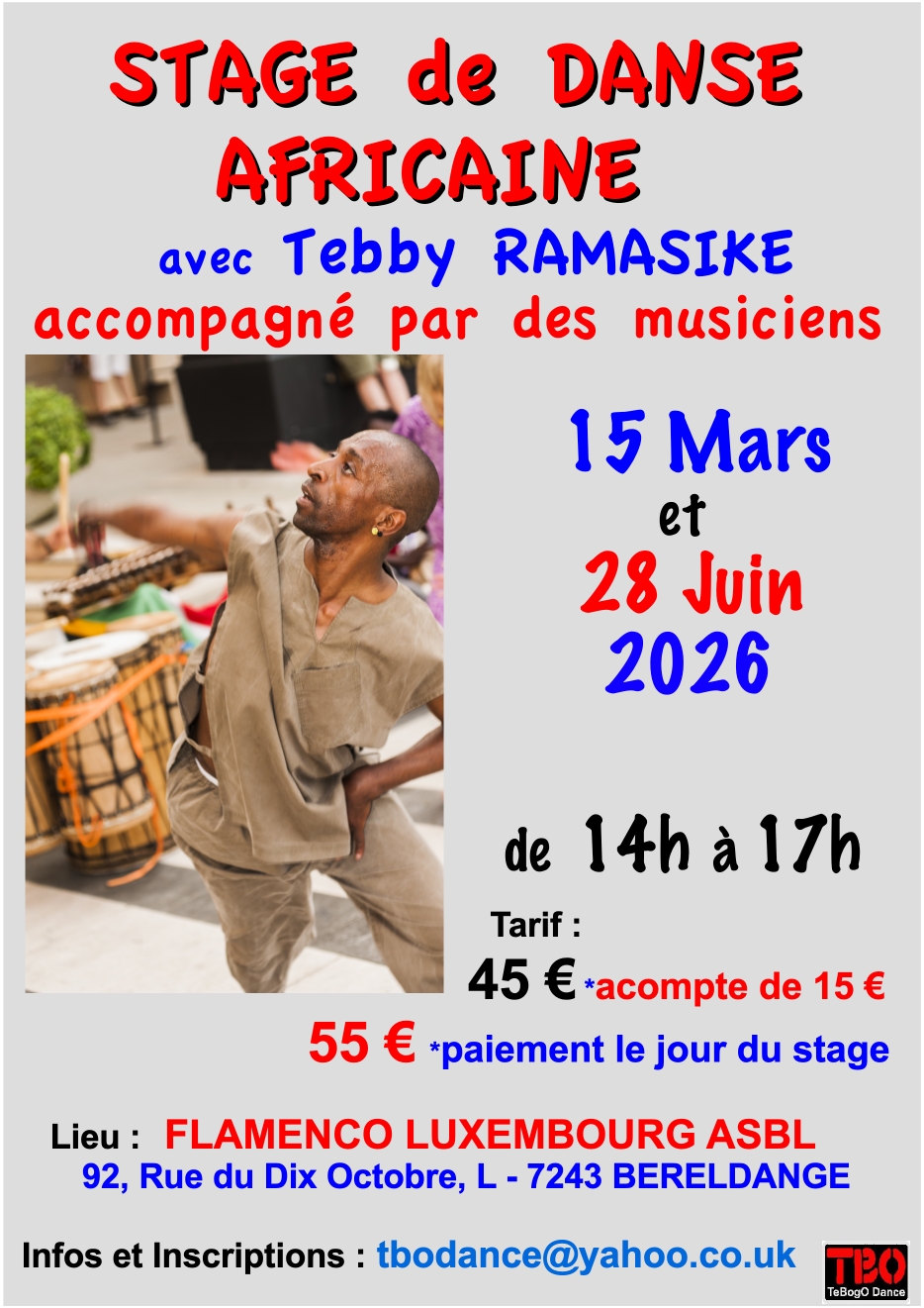Stage de danse africaine à Luxembourg - Dimanche 15 mars 2026