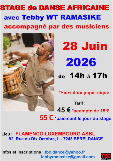 Stage de danse africaine à Luxembourg - Dimanche 15 mars 2026