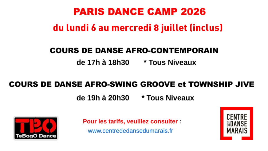 Stage de danse Afro Fusion - Dimance 22 mars - Centre de danse du Marais - Paris