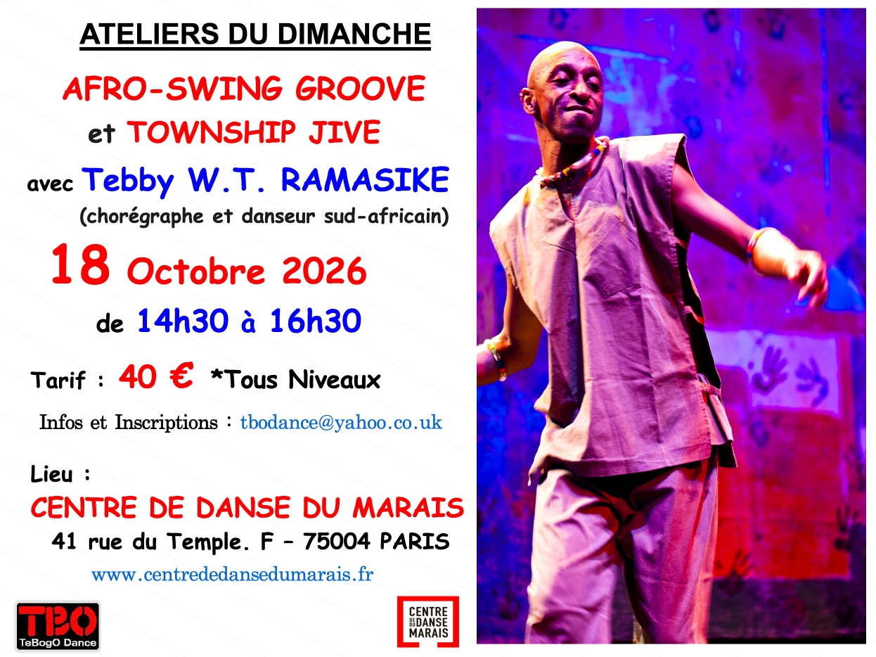 Stage de danse Afro Fusion - Dimance 22 mars - Centre de danse du Marais - Paris